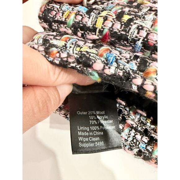 Kurt Geiger London Crystal Tweed Mini Brixton Lock Chain Strap Shoulder Bag Pink - Picture 10 of 10